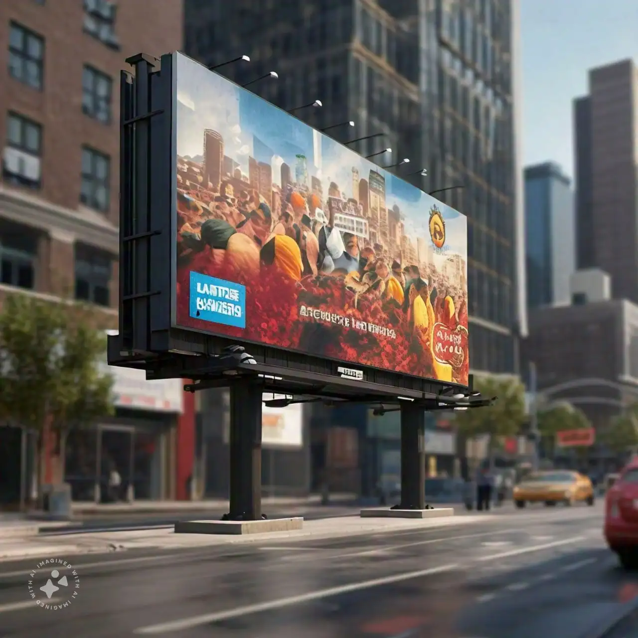 Panel publicitario real instalado en ubicación urbana